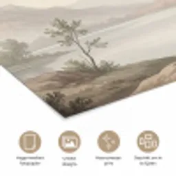 Bomen - Meer - Bergen - Illustratie poster papier klein -closeup_NL