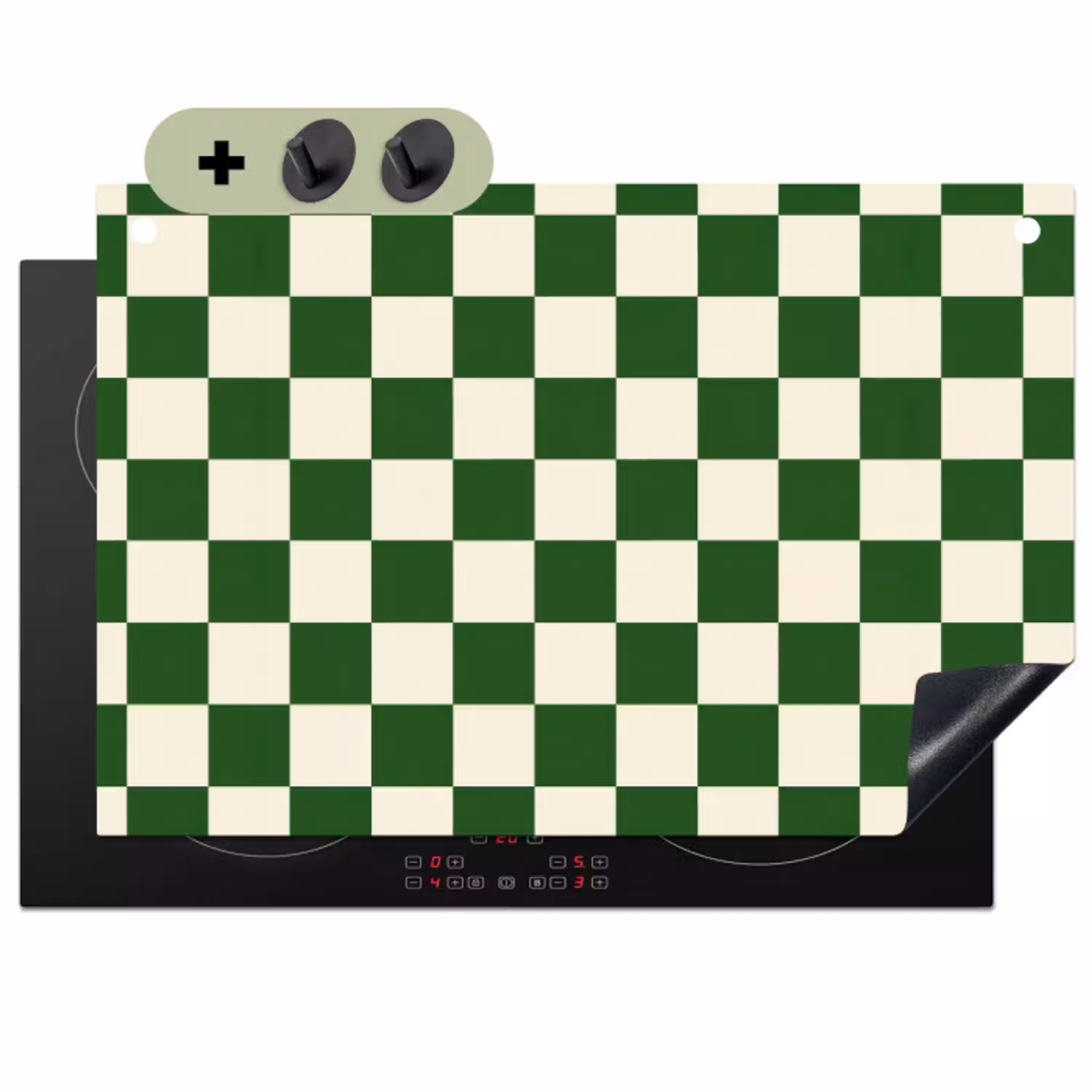 Schaakbord - Patroon - Groen Inductie beschemer met haakjes klein 777 -3d