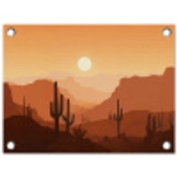 Landschap - Woestijn - Cactussen - Zon tuinposter los doek klein -3d