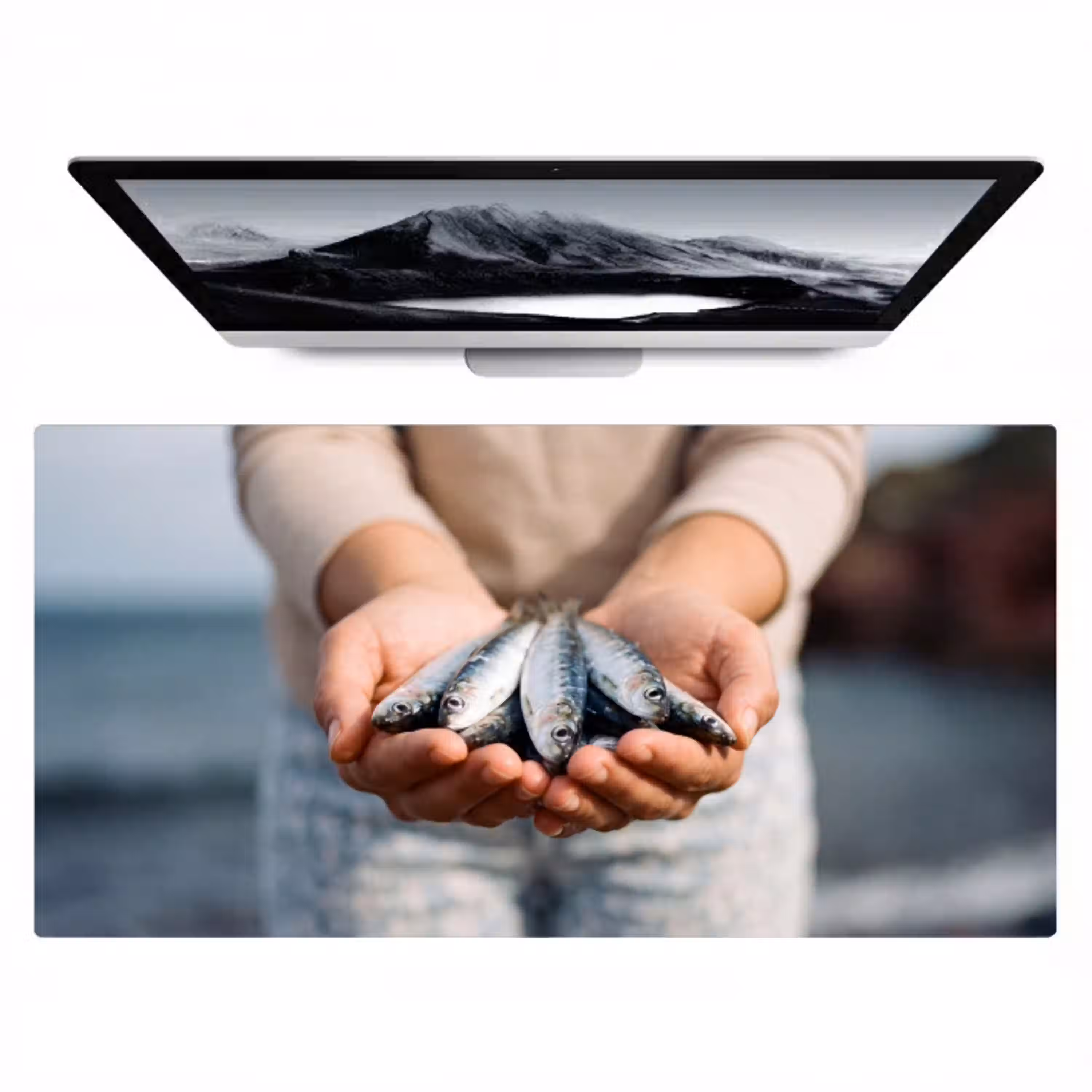 Vis - Handen - Natuur Muismat XXL klein -zzz3d