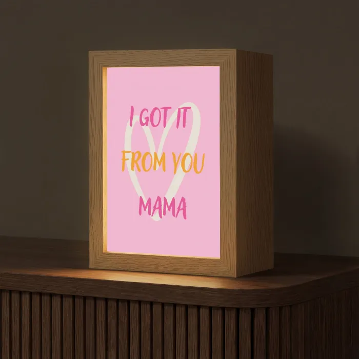 Mama - Quote - Hart - Roze Light Box met kabel (Tafellamp) klein -z3d_website