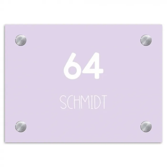 Lila - Modern Naambord Rechthoek middel -3d