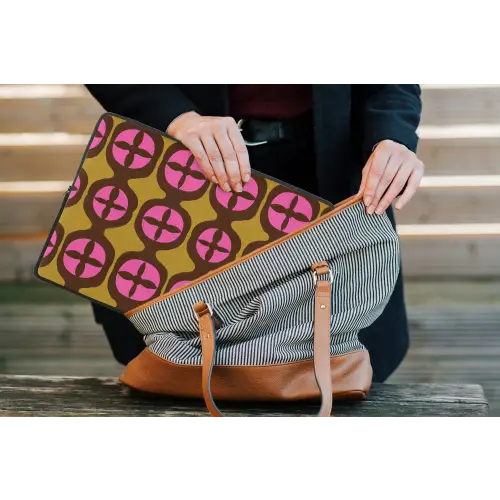 Modern - Patroon - Roze laptophoes neopreen klein 279 -tas