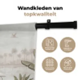 Kraanvogels - Palmbomen - Tropisch Wandkleed katoen klein -sfeer2