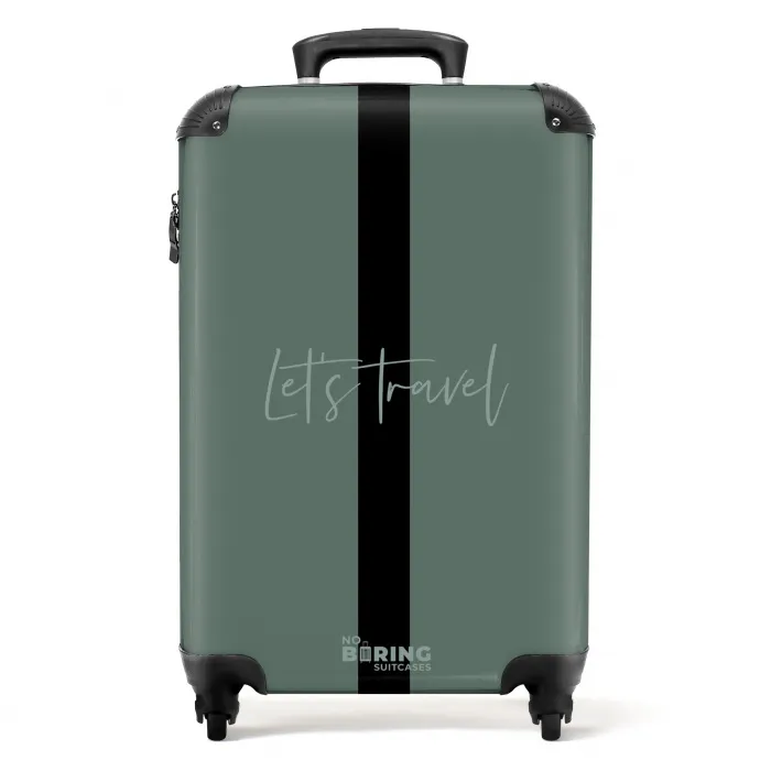 Groene achtergrond met tekst Let’s Travel NBS - Handbagage koffer - Volwassenen Unisex middel -productfoto_recht