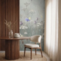 Vlinders - Wildbloemen - Illustratie - Kleurrijk Behang Vlies klein -sfeer1