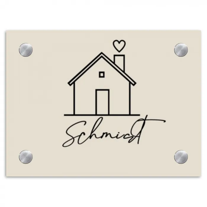 Huis illustratie - Sierlijk Naambord Rechthoek middel -3d