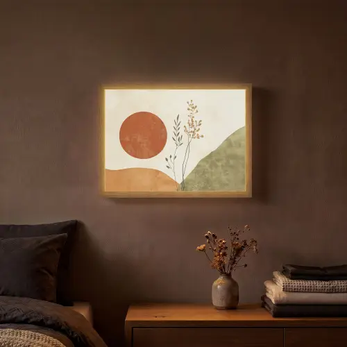 Zon - Abstract - Takken - Oranje Light Box met batterij (Wandlamp) middel -sfeer4