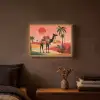 Kameel - Gekleurd tapijt - Duinen - Rode zon Light Box met batterij (Wandlamp) middel -sfeer4