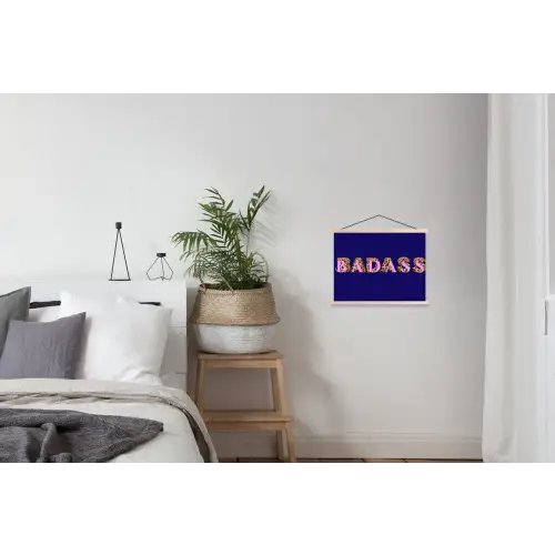 Badass - Panterpint - Schaduw - Roze textielposter latten blank klein -woonkamer