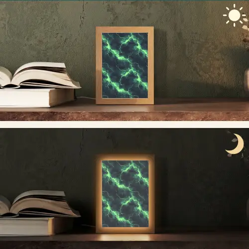 Groen - Bliksem - Storm Light Box met kabel (Tafellamp) klein 925 -sfeer3