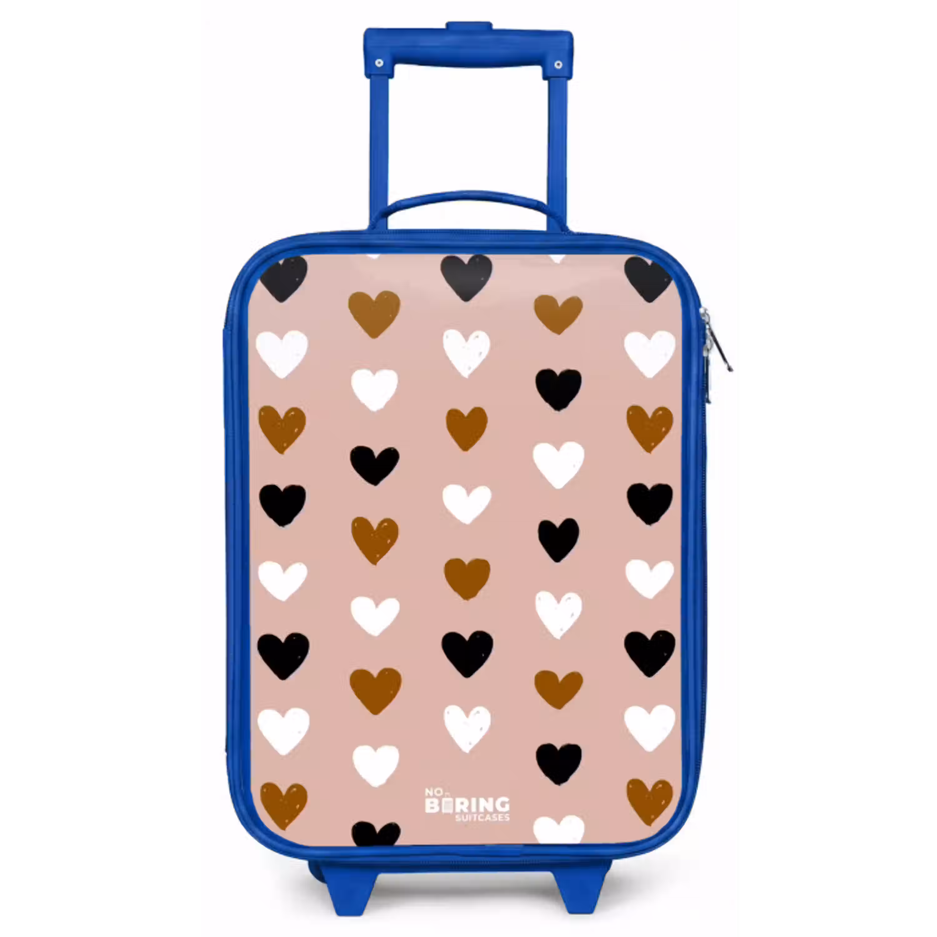 Zwart, wit en bruin hartjespatroon op oudroze achtergrond Kinderkoffer - Blauw klein -zz3dotto