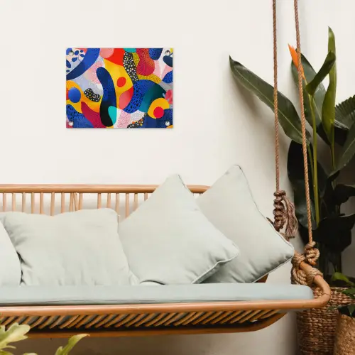 Vormen - Abstract - Stippels - Blauw tuinposter los doek klein -sfeer7