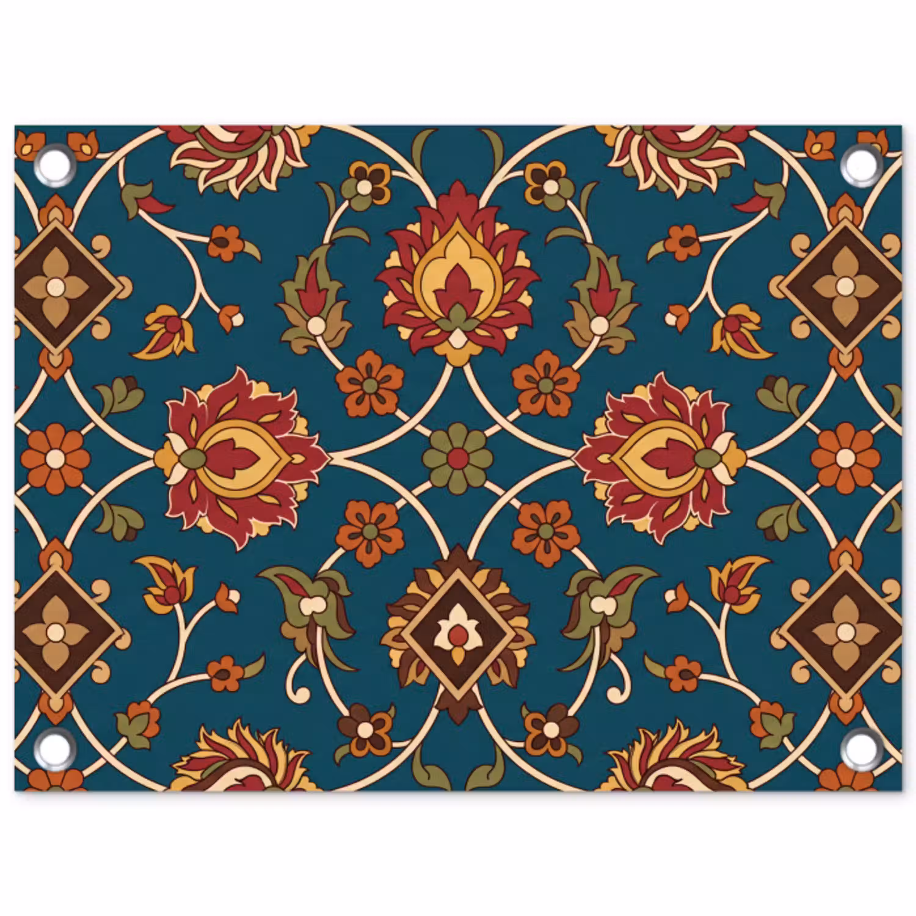 Ornament - Flora - Traditioneel - Klassiek - Blauwgroen tuinposter los doek klein -3d