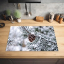 Dennenappel - Tak - Sneeuw - Winter - Sfeervol Inductie beschermer vinyl 3mm klein -sfeer5