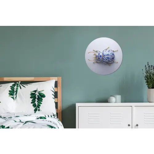 Kever - Delfts  - Blauw - Goud Wandcirkel aluminium klein -slaapkamer