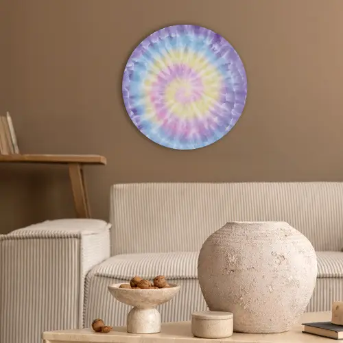 Spiraal - Tie dye - Pasteltinten Akoestische PET Vilt - Rond klein -sfeer1