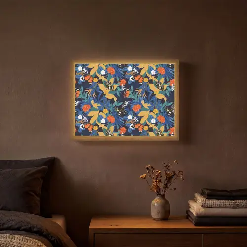 Zomer - Vlinder - Marineblauw - Blauw Light Box met batterij (Wandlamp) middel 907 -sfeer4