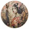 Kimono - Vrouw - kersenbomen Wandcirkel kunststof plaat 5mm dik klein -3d