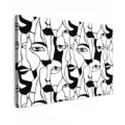 Lijnen - Gezichten - Zwart - Wit canvas 2cm klein 34 -z3d