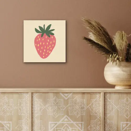 Aardbei - Minimalistisch - Rood - Fruit aluminium wit klein -sfeer4