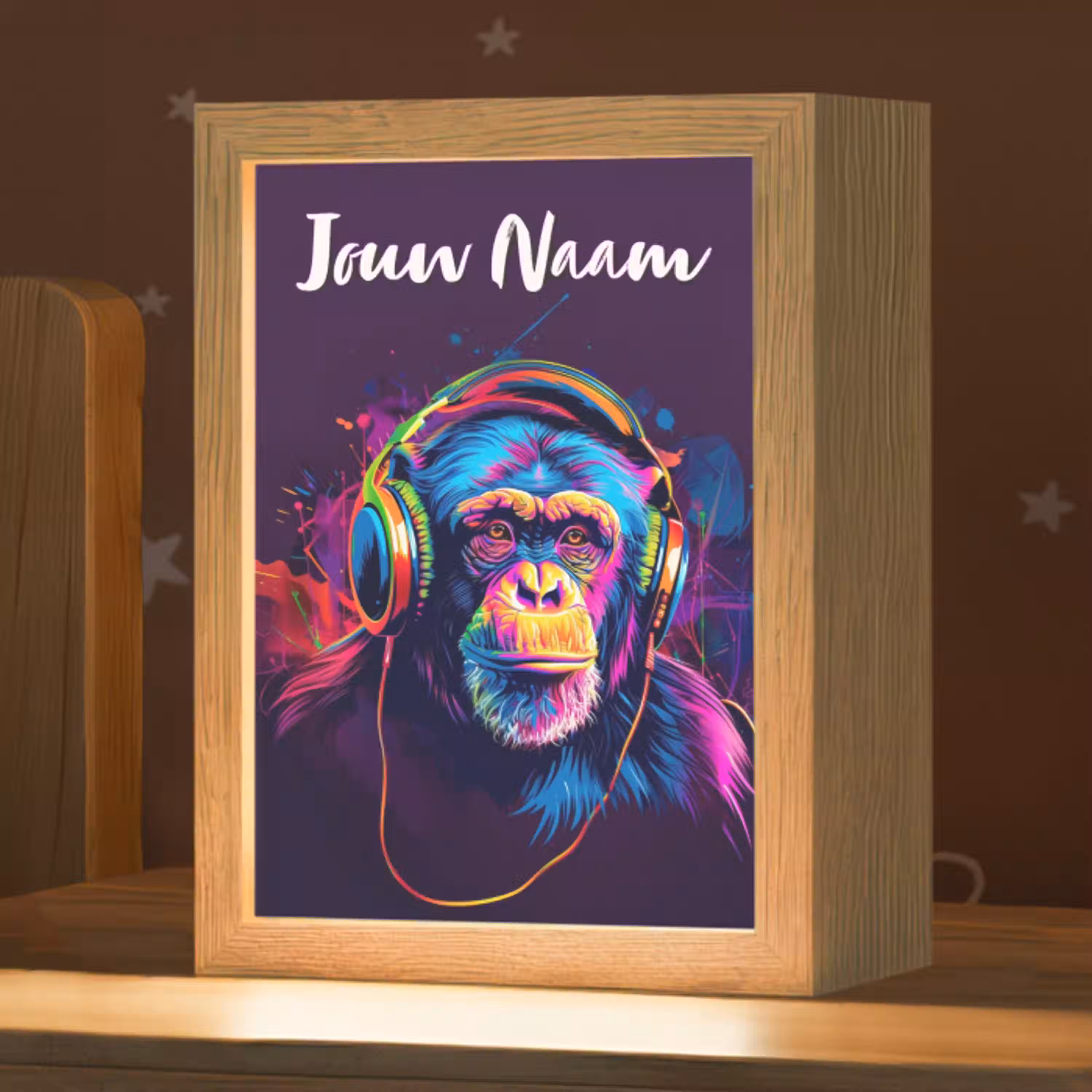 Aap - Koptelefoon - Muziek - Kleurrijk Light Box met kabel (Kinderlampje) klein -zzz_3d_website