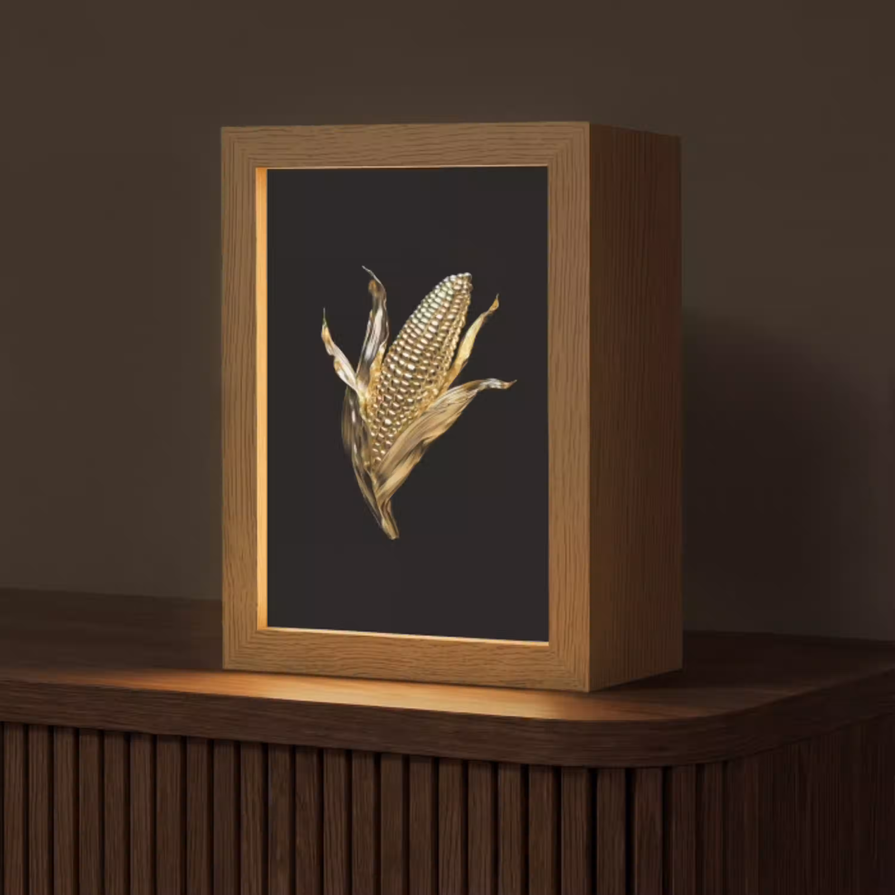 Mais - Eten - Goud - Zwart Light Box met kabel (Tafellamp) klein -z3d_website