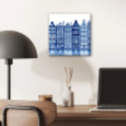 Aquarel - Grachtenpanden - Delfts - Blauw aluminium wit klein -sfeer5