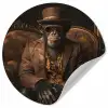 Chimpansee - Stoel - Pak - Bruin Wandcirkel behangsticker klein -3d