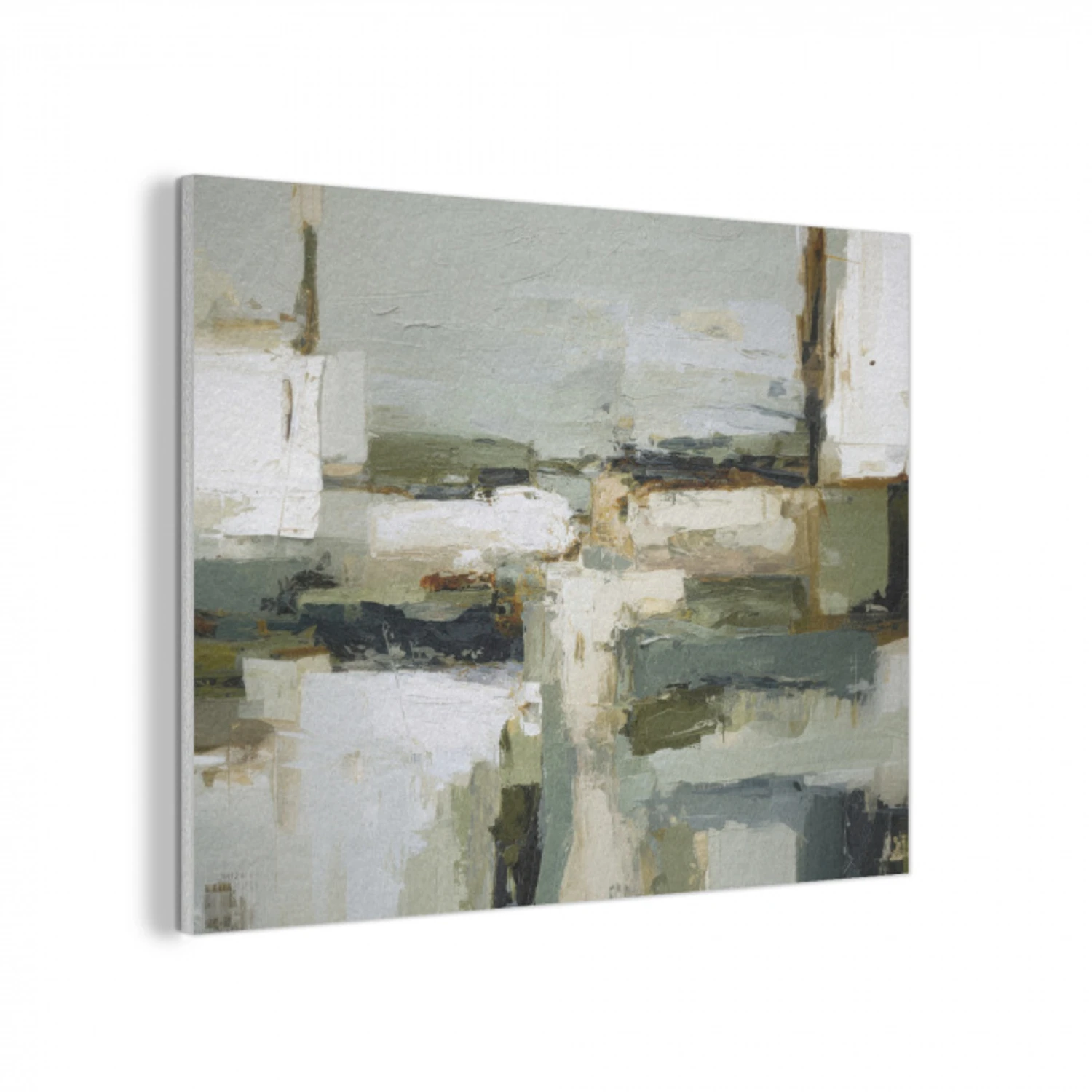 Penseelstreken - Groen - Abstract - Japandi PET vilt klein -3d