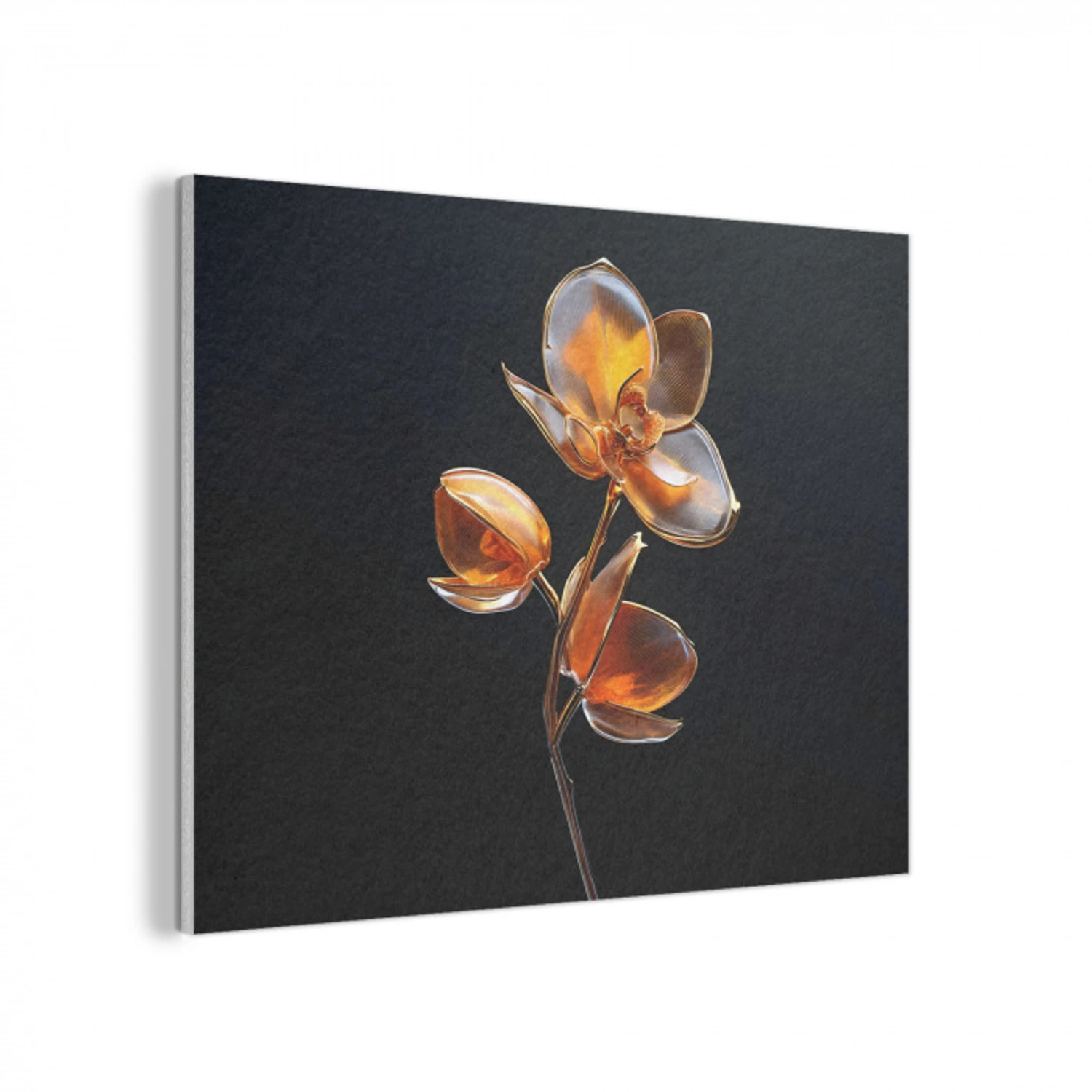Bloem - Orchidee - Oranje PET vilt klein -3d