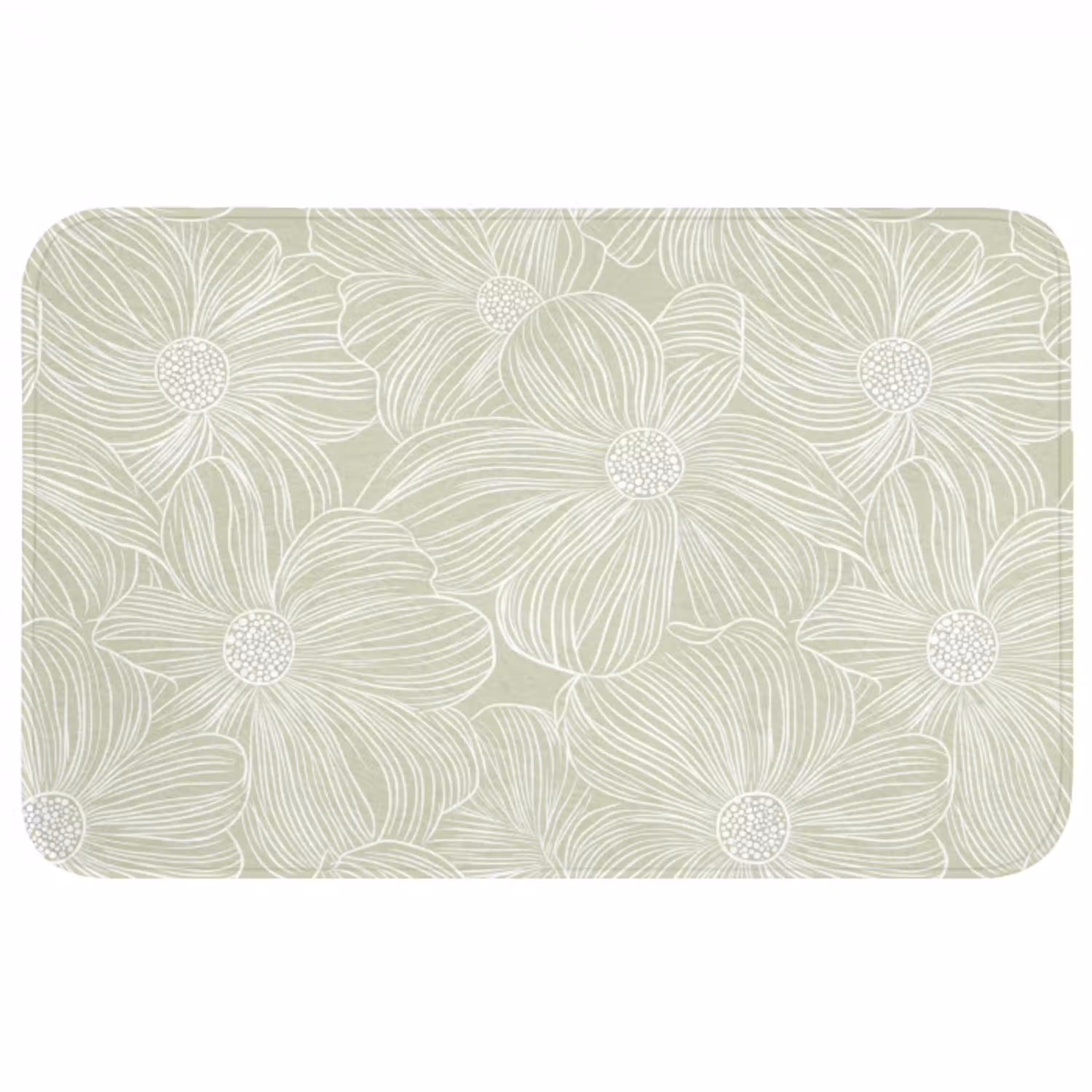 Sereen - Bloemen - Groen Badmat middel 997 -3d