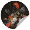 Stilleven met bloemen en een horloge - Schilderij van Abraham Mignon Wandcirkel behangsticker klein -3d