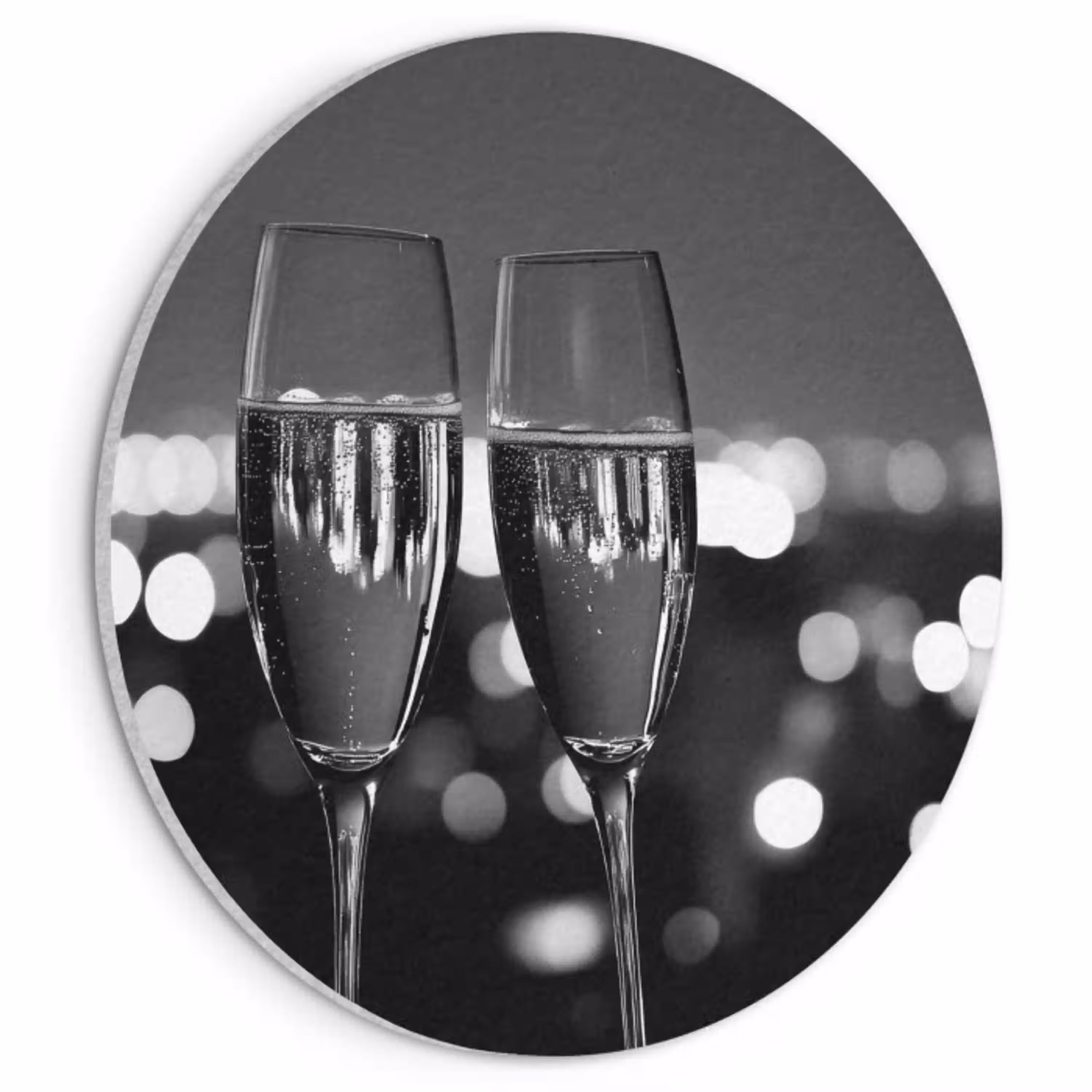 Bubbels - Proosten - Champagneglazen - Stadslichten Akoestische PET Vilt - Rond klein -3d