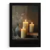 Kaarsen - Stilleven - Rustiek - Boeken fotolijst zwart zonder passe partout klein -3d