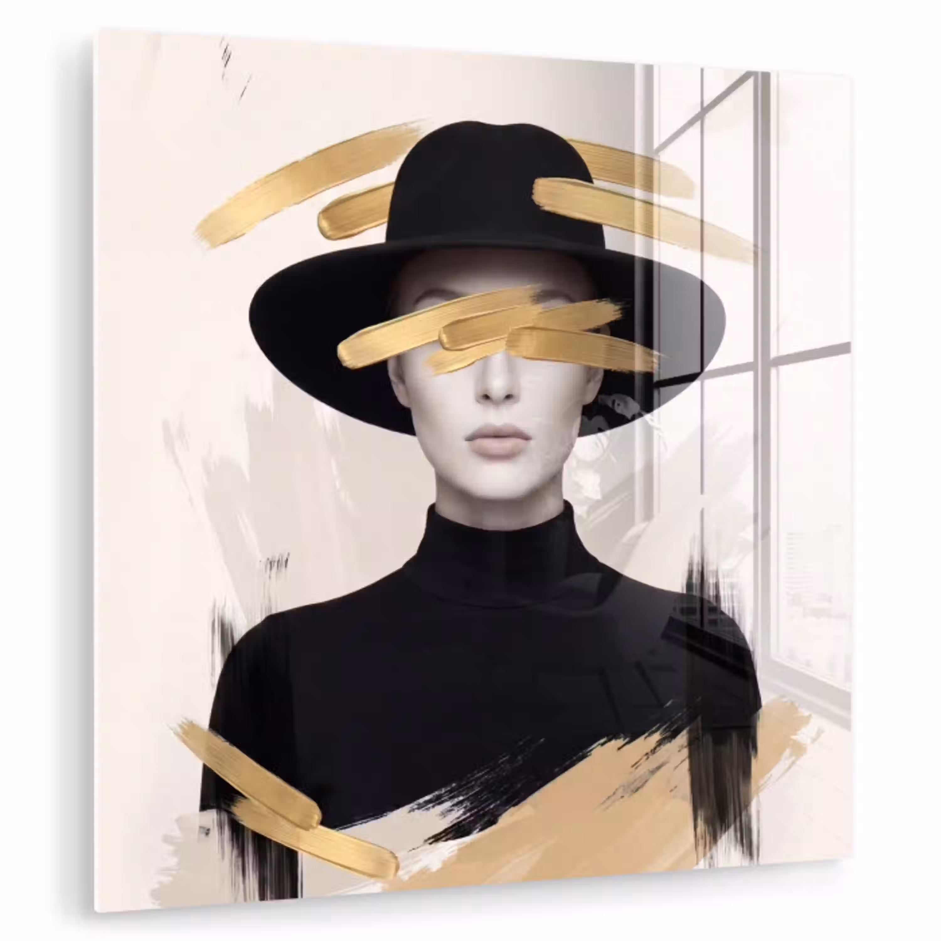 Vrouw - Portret - Modern - Goud - Kunst plexiglas 5mm klein -zzzproduct_nieuw