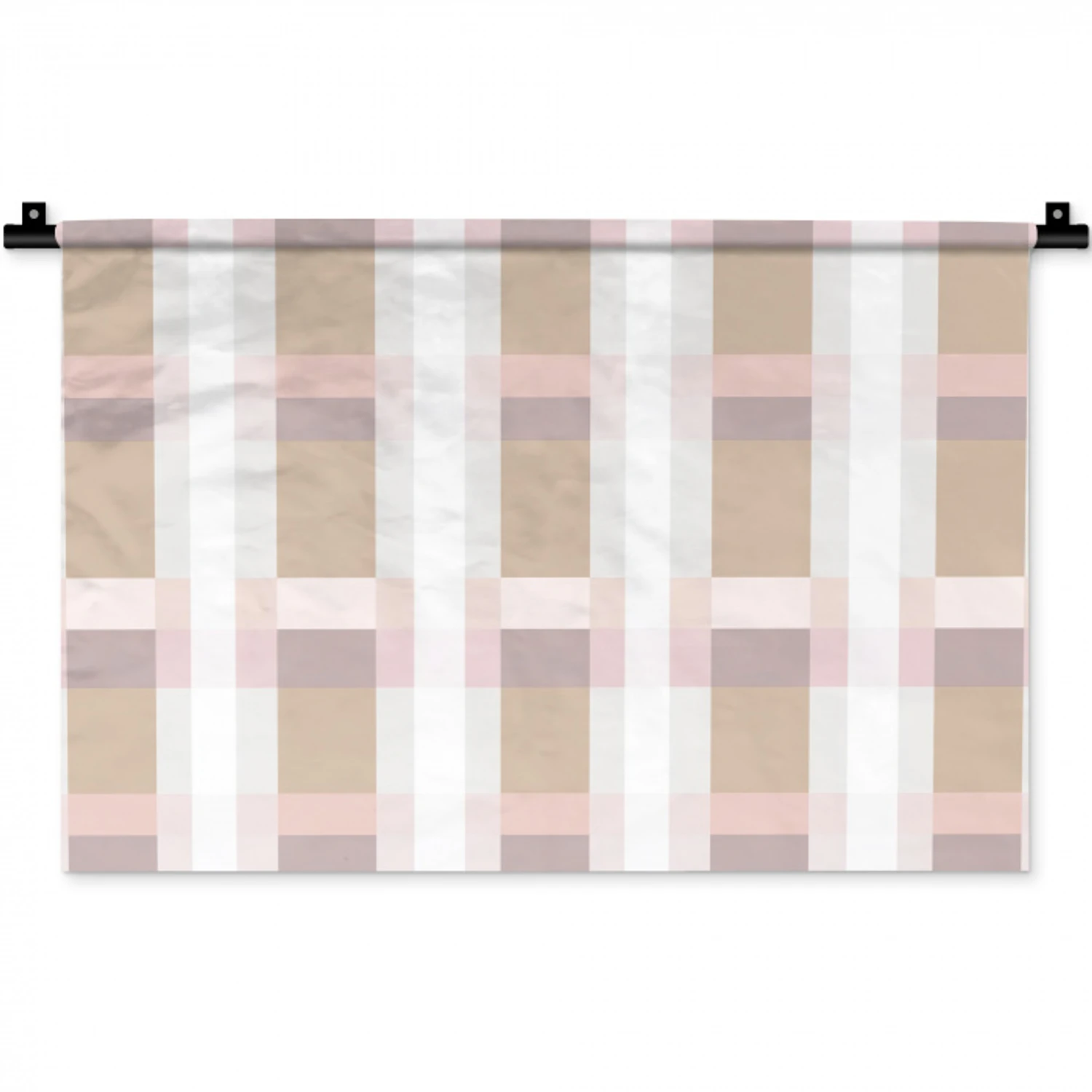 Ruitpatroon - Aardetinten - Minimalistisch Wandkleed katoen klein 269 -zz3d