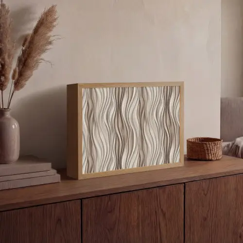 Golven - 3D - Crème Light Box met batterij (Wandlamp) middel 907 -sfeer2