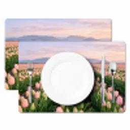 Tulpen - Landschap - Roze Placemat vinyl groot -zzsfeer2_Kitchenyeah-website