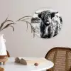 Schotse hooglander - Natuur - Koe - Zwart - Wit Wandcirkel kunststof plaat 5mm dik klein -sfeer4