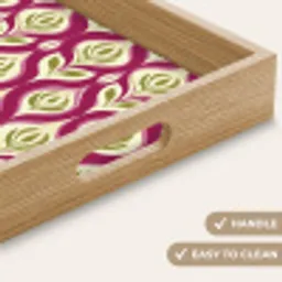 Retro - Floraal - Paars Dienblad Rechthoek middel 911 -USP_HandgreepEN