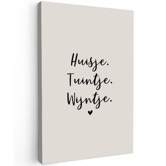 huisjetuintjewijntje-beige Tuinposter op houten frame 2 cm dik klein -3d
