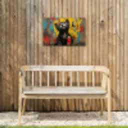Kitten met Spuitbus Tuinposter op houten frame 2 cm dik klein -sfeer4