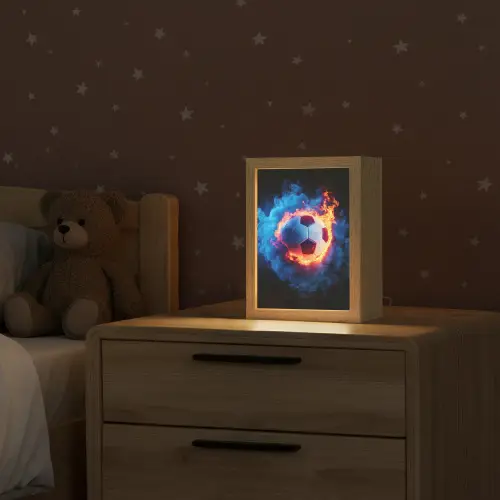 Voetbal - Vuur - IJs - Blauw Light Box met kabel klein -sfeer1_kind