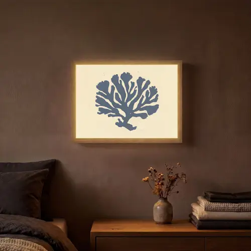 Blauw koraal - Vertakkingen - Beige Light Box met batterij (Wandlamp) middel -sfeer4