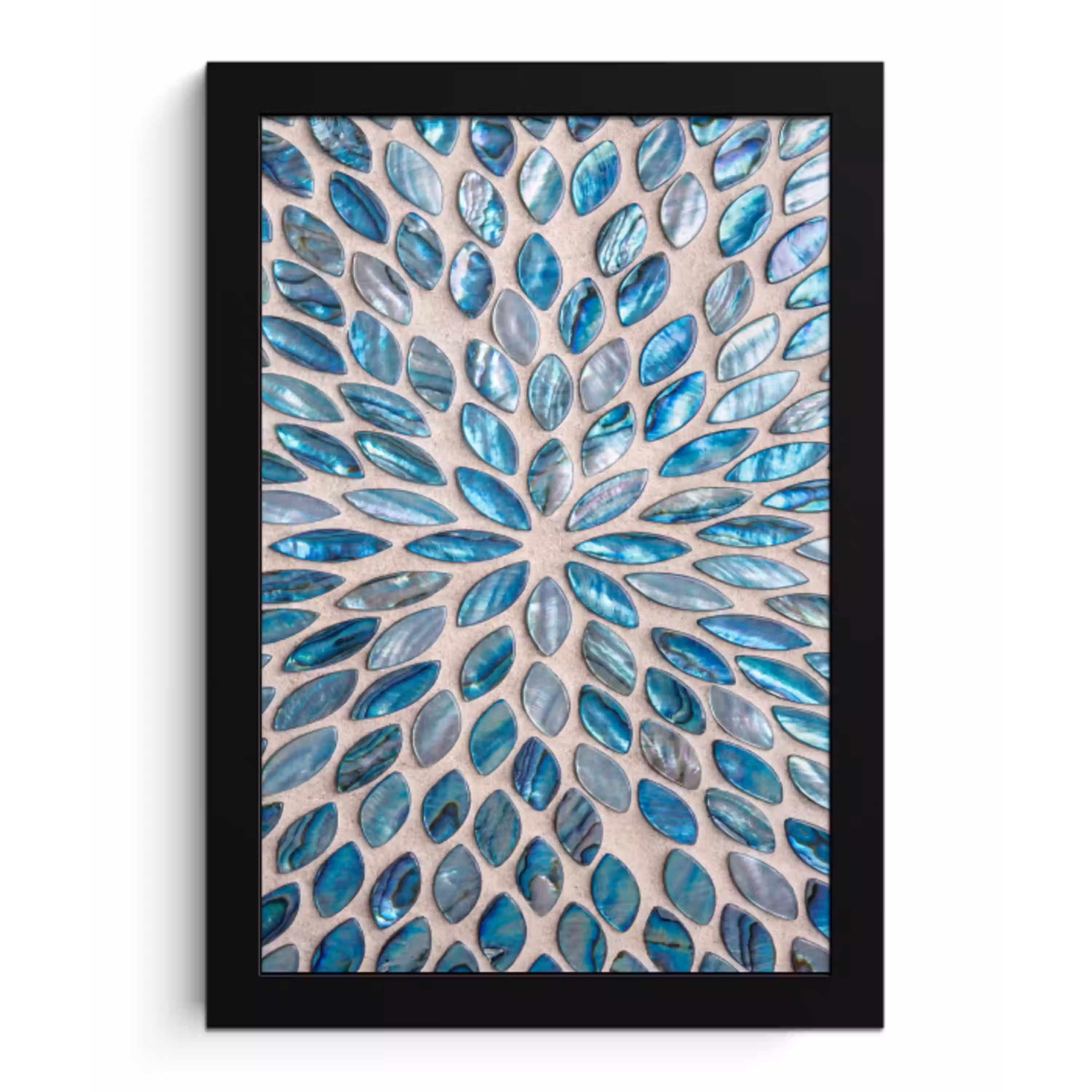 Patroon - Glans - Abstract - Blauw - Decoratie fotolijst zwart zonder passe partout klein -3d