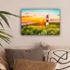 Vuurtoren - Natuur - Zon - Landschap - Gras - Strand - Zee canvas 2cm klein -sfeer1