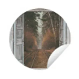 Treinrails - Herfst - Doorkijk - Bos Wandcirkel tuinposter met ringen klein -3d