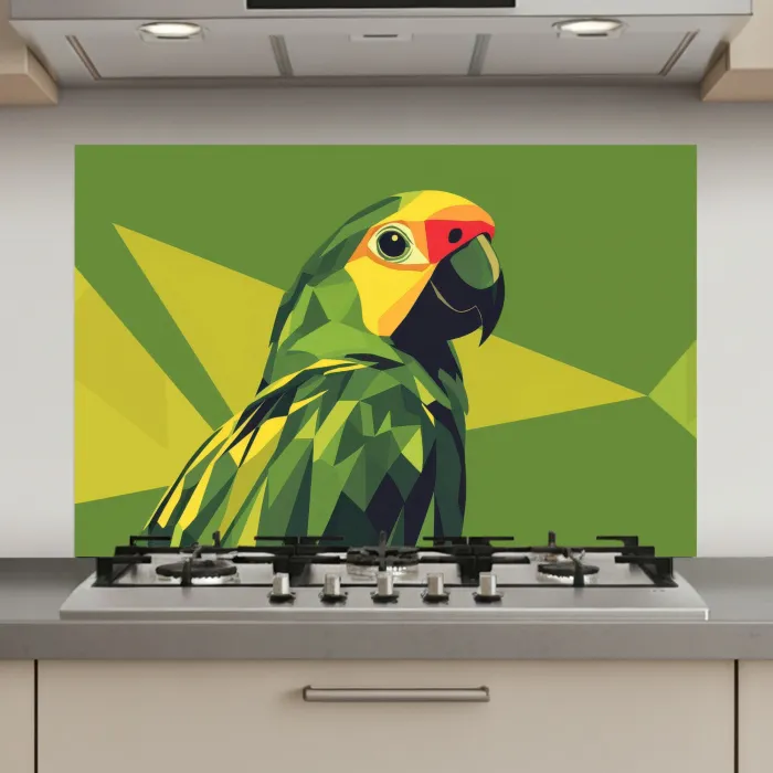 Papegaai - Groen - Snavel - Abstract keuken achterwand spatscherm klein -3d_website