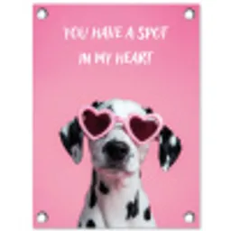 Hartjes - Hond - Valentijn - Roze tuinposter los doek klein -3d